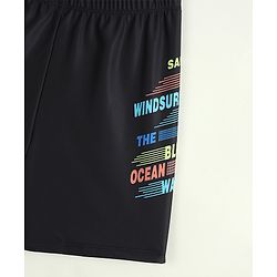 Pine Kids Swimming Trunks with Text Print - Black