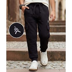 Pine Kids Knit Full Length Solid Colour Lounge Pant - Black