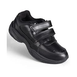 Pine Kids Velcro Closure Solid Colour School Shoes -Black