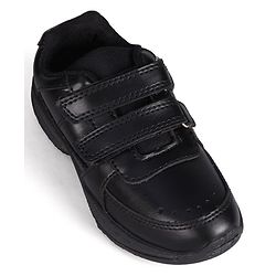 Pine Kids Velcro Closure Solid Colour School Shoes -Black