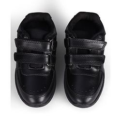 Pine Kids Velcro Closure Solid Colour School Shoes -Black