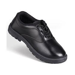 Pine Kids Lace Up Closure Solid Colour School Shoes -Black