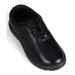 Pine Kids Lace Up Closure Solid Colour School Shoes -Black