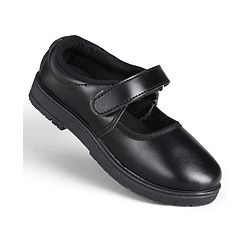 Pine Kids Velcro Closure Solid Colour School Shoes - Black