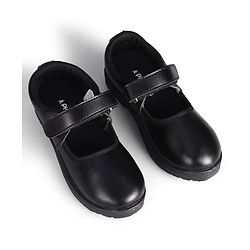 Pine Kids Velcro Closure Solid Colour School Shoes - Black