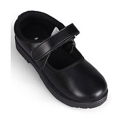 Pine Kids Velcro Closure Solid Colour School Shoes - Black