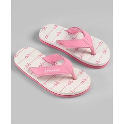 Pine Kids Slip On Bow Printed  Flip Flops - Pink