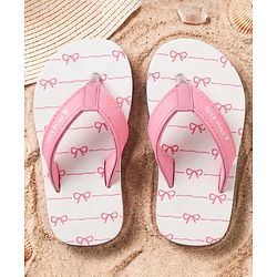 Pine Kids Slip On Bow Printed  Flip Flops - Pink