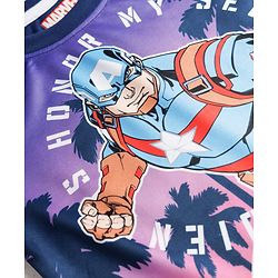 Pine Kids Marvel Single Jersey Knit Half Sleeves T-Shirt With Avenger Captain America Graphics - Navy Blue