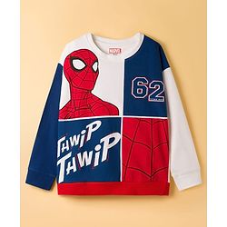 Pine Kids Marvel Terry Knit Drop Shoulder Full Sleeves T-Shirt & Lounge Pant Set with Spiderman Graphic - Multicolor