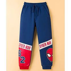Pine Kids Marvel Terry Knit Drop Shoulder Full Sleeves T-Shirt & Lounge Pant Set with Spiderman Graphic - Multicolor