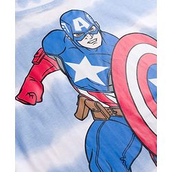 Pine Kids Disney Single Jersey Knit Drop Shoulder Half Sleeves Tie & Dye T-Shirt with Avengers Front & Back Print - Blue