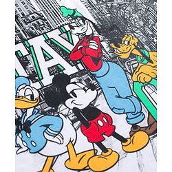 Pine Kids Disney Single Jersey Knit Half Sleeves T-Shirt with Mickey Mouse & Friends Graphic - White