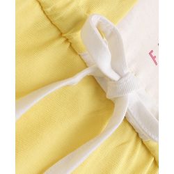 Pine Kids Cotton Knit One Piece Dress with Short Sleeves and Fast Quick Rum Fast Print in Yellow Cream for 4-5 Years