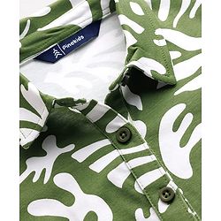 Pine Kids Cotton Knit Half Sleeves Frock With Leaf Print - Multicolor