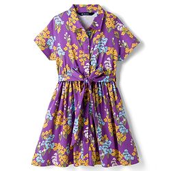 Pine Kids Cotton Knit Half Sleeves Frock with Belt & Floral Print - Multicolor