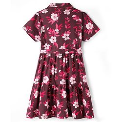 Pine Kids Cotton Knit Half Sleeves Frock With Floral Print - Multicolor