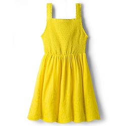 Pine Kids 100% Cotton Woven Sleeveless Frock With Floral Embroidery - Yellow