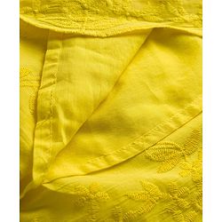 Pine Kids 100% Cotton Woven Sleeveless Frock With Floral Embroidery - Yellow