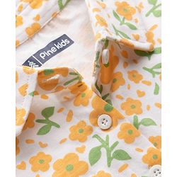 Pine Kids Cotton Knit Half Sleeves Floral Printed Top - Multicolor