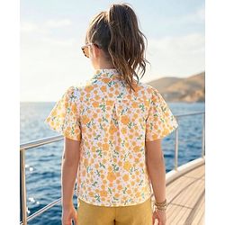 Pine Kids Cotton Knit Half Sleeves Floral Printed Top - Multicolor