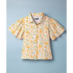 Pine Kids Cotton Knit Half Sleeves Floral Printed Top - Multicolor