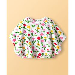 Pine Kids 100% Cotton Knit Sleeveless Floral Printed Top - Multicolour