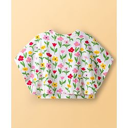 Pine Kids 100% Cotton Knit Sleeveless Floral Printed Top - Multicolour