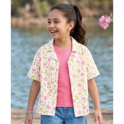 Pine Kids Cotton Knit Top Half Sleeves Shirt Style with Floral Print Multi Colors 4-5 Years