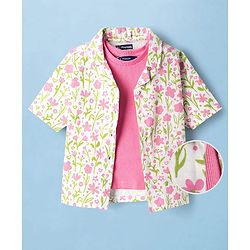 Pine Kids Cotton Knit Top Half Sleeves Shirt Style with Floral Print Multi Colors 4-5 Years
