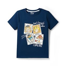 Pine Kids Disney Single Jersey Knit Half Sleeves T-Shirt & Shorts Night Suit with Simba & Friends Graphic - Navy Blue