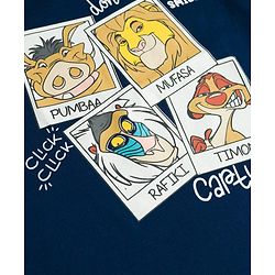 Pine Kids Disney Single Jersey Knit Half Sleeves T-Shirt & Shorts Night Suit with Simba & Friends Graphic - Navy Blue