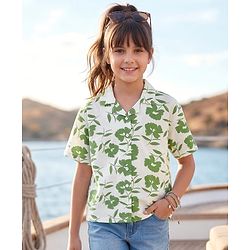 Pine Kids Cotton Knit Half Sleeves Shirt With Floral Print - Multicolor