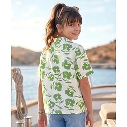 Pine Kids Cotton Knit Half Sleeves Shirt With Floral Print - Multicolor