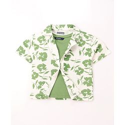 Pine Kids Cotton Knit Half Sleeves Shirt With Floral Print - Multicolor
