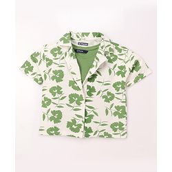 Pine Kids Cotton Knit Half Sleeves Shirt With Floral Print - Multicolor