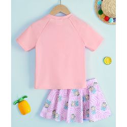 Pine Kids Half Raglan Sleeves Printed Two Piece Swimsuit - Pink