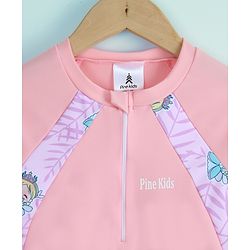 Pine Kids Half Raglan Sleeves Printed Two Piece Swimsuit - Pink