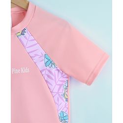 Pine Kids Half Raglan Sleeves Printed Two Piece Swimsuit - Pink