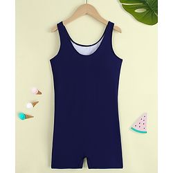 Pine Active Sleeveless Cut N Sew  Legged Swimsuit - Navy Blue
