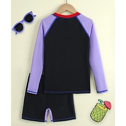 Pine Active Full Raglan Sleeves Two Piece Swimsuit - Black