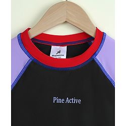 Pine Active Full Raglan Sleeves Two Piece Swimsuit - Black