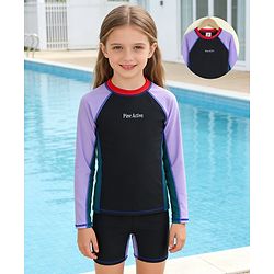 Pine Active Full Raglan Sleeves Two Piece Swimsuit - Black