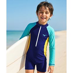 Pine Active Raglan Full Sleeves Legged Swimsuit - Navy Blue