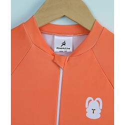 Pine Active Full Raglan Sleeves Legged Swimsuit With Bunny Print - Orange