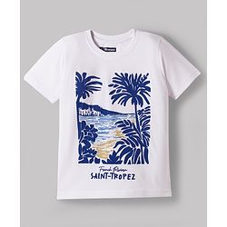 Pine Kids Cotton Knit Half Sleeves T-Shirts With Text & Beach Print Pack of 3 - Multicolor