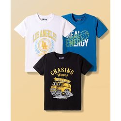 Pine Kids Cotton Knit Half Sleeves T-Shirts with Text Print Pack of 3 - Multicolor