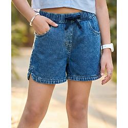 Pine Kids Woven Above Knee Length Denim Shorts -Light Blue
