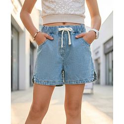 Pine Kids Woven Above Knee Length Denim Shorts -Light Blue