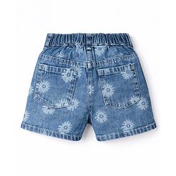 Pine Kids Denim Woven Shorts With Floral Print - Blue